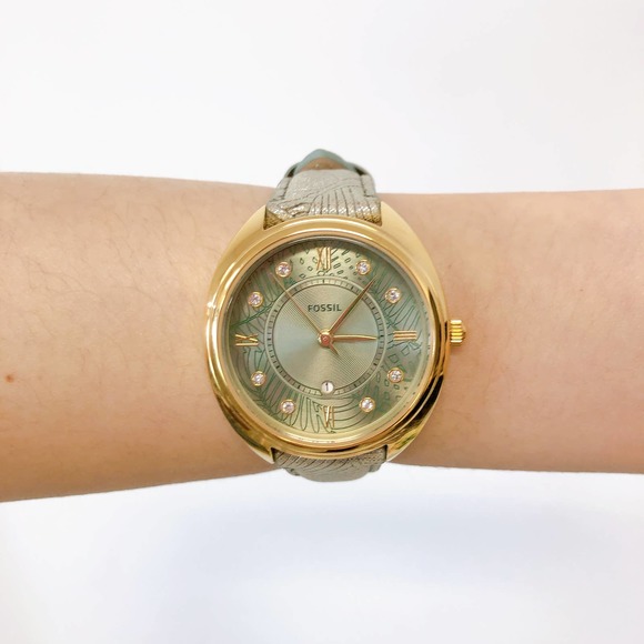 Fossil Accessories - Fossil ES5163 Gabby Three-Hand Date Green Leather Watch